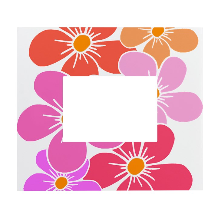 Flower Illustration T- Shirtcolorful Blooming Flower, Blooms, Floral Pattern T- Shirt White Wall Photo Frame 5  x 7 