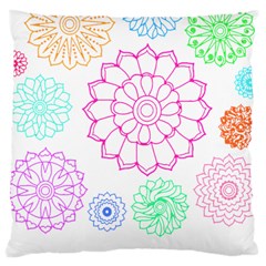 Flower Pattern T- Shirt Colorful Groovy Flower Pattern Outline T- Shirt Large Cushion Case (two Sides) by EnriqueJohnson