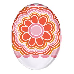 Flower T- Shirt Flower Granny Square T- Shirt Oval Glass Fridge Magnet (4 Pack)