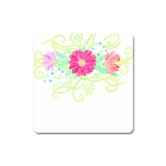 Flowers Illustration T- Shirtflowers T- Shirt (1) Square Magnet