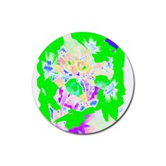 Flowers T- Shirt Abstract Flowers Rubber Round Coaster (4 Pack) by EnriqueJohnson