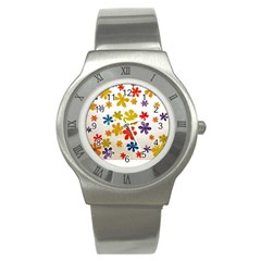 Flowers T- Shirt Flower Power T- Shirt Stainless Steel Watch by EnriqueJohnson