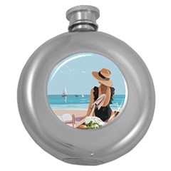 Rest By The Sea Round Hip Flask (5 Oz) by SychEva