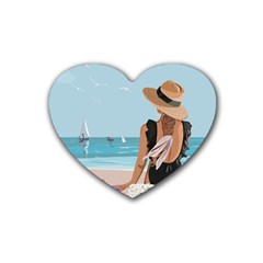 Rest By The Sea Rubber Heart Coaster (4 Pack) by SychEva