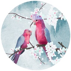 Watercolor Parrot Wooden Puzzle Round by SychEva