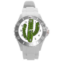 Cactus Desert Plants Rose Round Plastic Sport Watch (l) by uniart180623