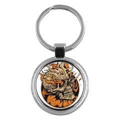 Human Skull  Skull Art Skeleton Illustration Key Chain (round) by uniart180623