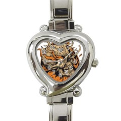 Human Skull  Skull Art Skeleton Illustration Heart Italian Charm Watch by uniart180623