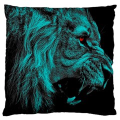 Angry Male Lion Predator Carnivore Large Cushion Case (one Side) by uniart180623