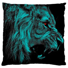 Angry Male Lion Predator Carnivore Standard Premium Plush Fleece Cushion Case (one Side) by uniart180623