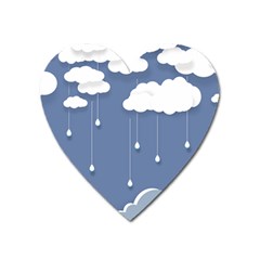 Clouds Rain Paper Raindrops Weather Sky Raining Heart Magnet by uniart180623