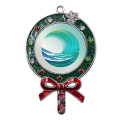 Tsunami Tidal Wave Wave Minimalist Ocean Sea Metal X mas Lollipop With Crystal Ornament by uniart180623