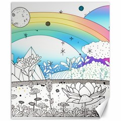 Rainbow Fun Cute Minimal Doodle Drawing Canvas 8  X 10  by uniart180623