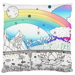 Rainbow Fun Cute Minimal Doodle Drawing Large Premium Plush Fleece Cushion Case (two Sides) by uniart180623