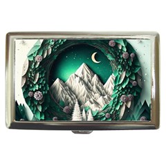Christmas Wreath Winter Mountains Snow Stars Moon Cigarette Money Case by uniart180623