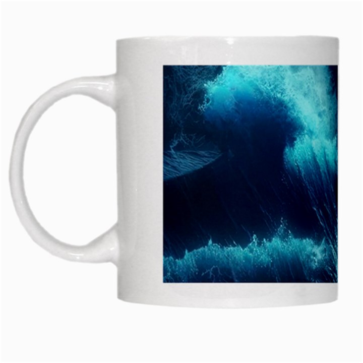 Moonlight High Tide Storm Tsunami Waves Ocean Sea White Mug