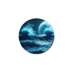 Moonlight High Tide Storm Tsunami Waves Ocean Sea Golf Ball Marker (10 Pack) by uniart180623