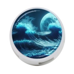 Moonlight High Tide Storm Tsunami Waves Ocean Sea 4-port Usb Hub (one Side) by uniart180623