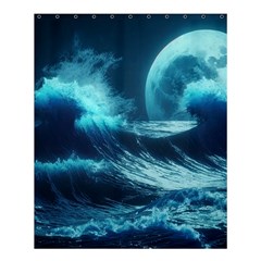 Moonlight High Tide Storm Tsunami Waves Ocean Sea Shower Curtain 60  X 72  (medium)  by uniart180623
