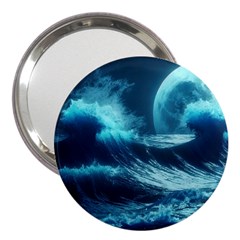 Moonlight High Tide Storm Tsunami Waves Ocean Sea 3  Handbag Mirrors by uniart180623