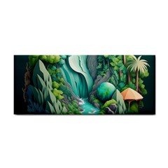 Waterfall Jungle Nature Paper Craft Trees Tropical Hand Towel by uniart180623