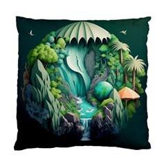 Waterfall Jungle Nature Paper Craft Trees Tropical Standard Cushion Case (one Side) by uniart180623