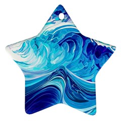 Tsunami Waves Ocean Sea Nautical Nature Water Star Ornament (two Sides) by uniart180623