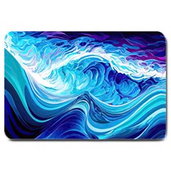 Tsunami Waves Ocean Sea Nautical Nature Water Large Doormat by uniart180623