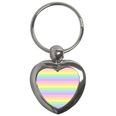 Cute Pastel Rainbow Stripes Key Chain (heart) by Ket1n9