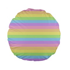 Cute Pastel Rainbow Stripes Standard 15  Premium Flano Round Cushions
