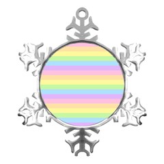 Cute Pastel Rainbow Stripes Metal Small Snowflake Ornament