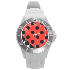 Abstract-bug-cubism-flat-insect Round Plastic Sport Watch (l) by Ket1n9