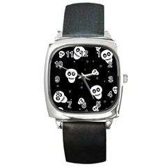 Skull Pattern Square Metal Watch