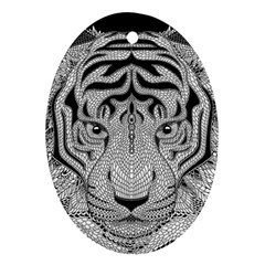 Tiger Head Oval Ornament (two Sides) by Ket1n9