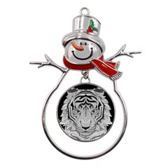 Tiger Head Metal Snowman Ornament by Ket1n9