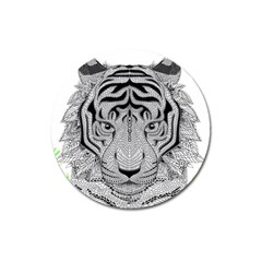 Tiger Head Magnet 3  (round) by Ket1n9