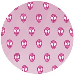 Alien Pattern Pink Wooden Bottle Opener (round)