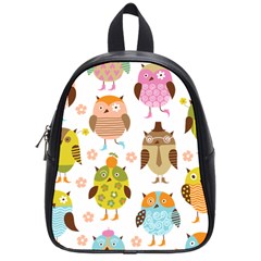 Cute Owls Pattern School Bag (Small)