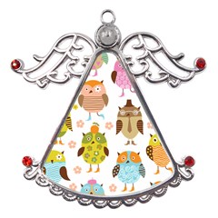 Cute Owls Pattern Metal Angel with Crystal Ornament