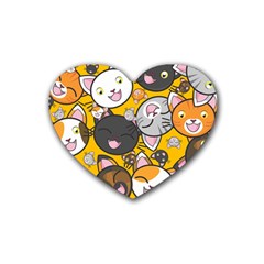 Cats-cute-kitty-kitties-kitten Rubber Heart Coaster (4 Pack) by Ket1n9