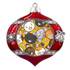 Cats-cute-kitty-kitties-kitten Metal Snowflake And Bell Red Ornament by Ket1n9