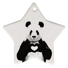 Panda Love Heart Star Ornament (two Sides) by Ket1n9