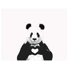 Panda Love Heart Premium Plush Fleece Blanket (Medium)