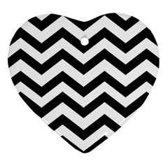 Black And White Chevron Ornament (heart) by Ket1n9