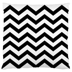 Black And White Chevron Large Premium Plush Fleece Cushion Case (one Side) by Ket1n9