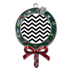 Black And White Chevron Metal X mas Lollipop With Crystal Ornament by Ket1n9