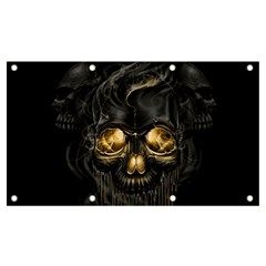 Art Fiction Black Skeletons Skull Smoke Banner And Sign 7  X 4  by Ket1n9