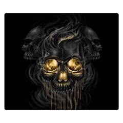 Art Fiction Black Skeletons Skull Smoke Premium Plush Fleece Blanket (small) by Ket1n9