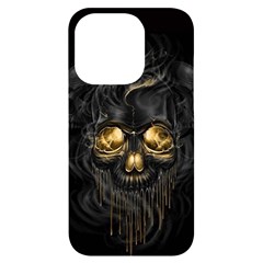 Art Fiction Black Skeletons Skull Smoke Iphone 14 Pro Black Uv Print Case by Ket1n9