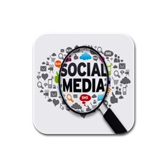 Social Media Computer Internet Typography Text Poster Rubber Square Coaster (4 pack)